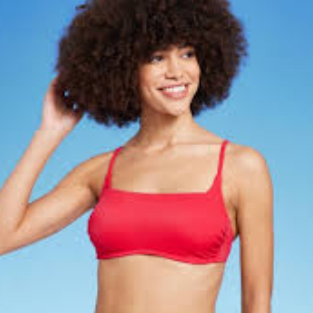 Wild Fable Womens Pink Ribbed Bralette Bikini Swimsuit Top Only Size XS (0_2)